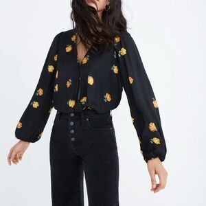 Madewell Bubble-Sleeve Wrap Top in Floating Florets Med